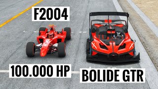 Bugatti Bolide GTR vs Ferrari F1 2004 10000 HP at Special Stage Route X [upl. by Ramirolg]