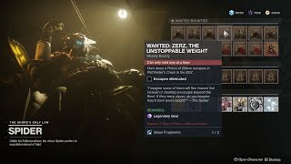 WANTED Zerz the Unstoppable Weight Location Spider Bounty Destiny 2 Forsaken [upl. by Nivat]