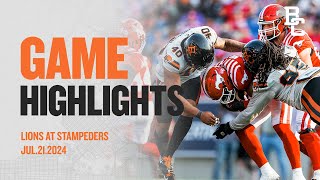 CFL FULL GAME HIGHLIGHTS  BC LIONS AT CALGARY STAMPEDERS  JULY 2124 [upl. by Annoj]