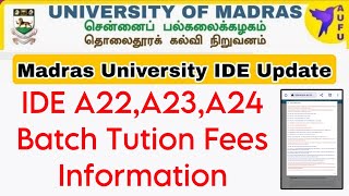 Madras University IDE A22A23A24 Batches Information 👍 [upl. by Yebloc]