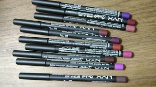 NYX Suede Matte Lip Liner Swatches [upl. by Bianchi]