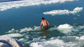 A Winter Swim in Lake Michigan [upl. by Yulma]