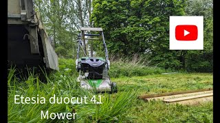 Mowing wet tall grass etesiaintherain machinery mower tools grass [upl. by Adyan93]