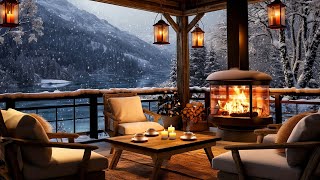 Cozy Winter Coffee Shop Ambience ⛄ Smooth Jazz Instrumental Music amp Crackling Fireplace for Relaxing [upl. by Helyn]