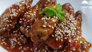 Sweet and spicy chicken wings 🐔 Caramel glazed wings dipped in chili garlic sauce by meal melange [upl. by Hteboj]