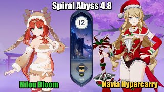 Spiral Abyss 48  Navia C0 Hypercarry amp Nilou C0 Bloom  Floor 12 9 Stars  Genshin Impact [upl. by Francyne]