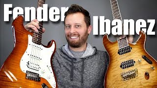 FENDER HSS STRAT vs IBANEZ PRESTIGE  Guitar Tone Comparison [upl. by Hymen]