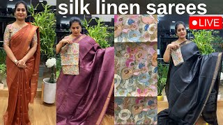 silk linen sarees with prices  Santhi Tripuraneni Studio brideneeds [upl. by Jaunita737]