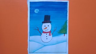 snowman drawing with water color ☃️ [upl. by Attevad245]