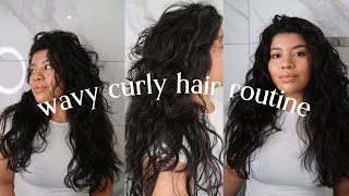 Easy Wavy Curly Hair Routine 2B2C Curls 2023 [upl. by Haimarej]