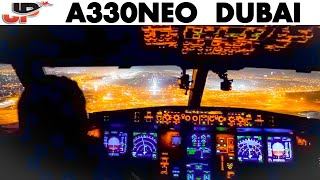 Piloting AIRBUS A330NEO into Dubai  Superb Night Views [upl. by Aicinad]