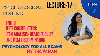 Unit3  Item analysis Item Difficulty and Item Discrimination  Psychology for all exams [upl. by Horick]