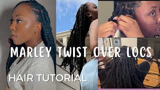 Marley Twist Over Locs Tutorial NO CROCHET [upl. by Rosabel181]