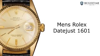 Mens Rolex 18K Yellow Gold Datejust Watch Gold Champagne Dial 1601 [upl. by Yraccaz687]