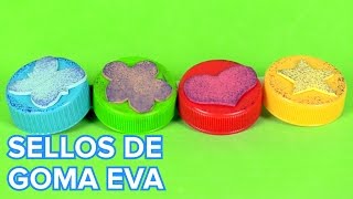 Sellos caseros con formas  Manualidades para niños [upl. by Ardnat]