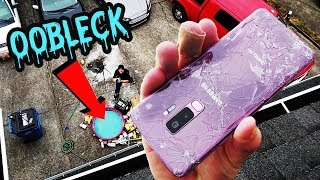 FAIL Galaxy S9 Oobleck Pool 50 FT Drop Test [upl. by Benetta771]