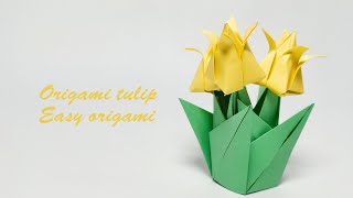 How to Make a Paper Tulip Flower  Origami with Josie [upl. by Helenka]