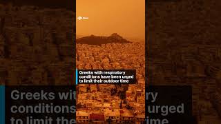 Athens shrouded by orange Sahara dust haze news stvnews weather sand sahara desert athens [upl. by Tzong]