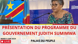 RDC Palais du Peuple PRÉSENTATION DU PROGRAMME DU GOUVERNEMENT JUDITH SUMIMWA 1 [upl. by Aimac]