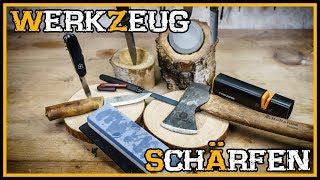 Messer und Beil  Axt schärfen  Outdoor Bushcraft Deutschland [upl. by Hairim]