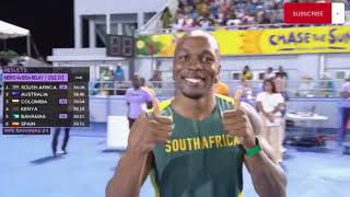 Mens 4x100m Day 2 Heat 3  Akani Simbine Storms Through For South Africa Australia In Second [upl. by Domingo]