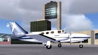 FSX Cape Air C414 Departs Boston with ATC BVATC [upl. by Edwine739]