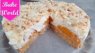 PFIRSICH SAHNE TORTE  ohne backen  schnell amp einfach [upl. by Fanestil]