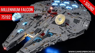 LEGO Millennium Falcon 75192 Light Kit Standard Version  Updated  Sound [upl. by Silyhp]