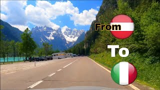 Driving from Austria to Italia starting from Sillian to Cortina  mountain road [upl. by Eanrahs]