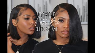 SIDE PART QUICK WEAVE ON NATURAL HAIR TRANSFORMATION [upl. by Nuoras748]