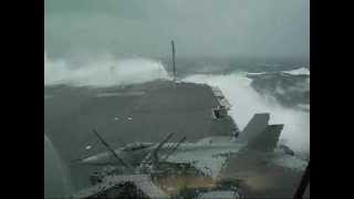 USS Kitty Hawk CV63 slammed by giant wave during typhoon [upl. by Berhley]