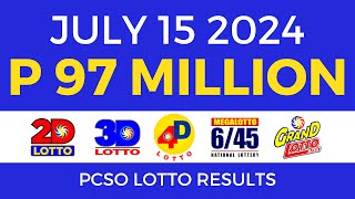 Lotto Result Today 9pm July 15 2024  PCSO Complete [upl. by Chancellor950]