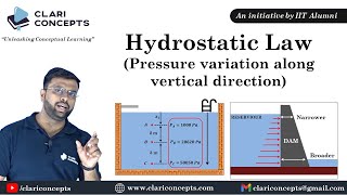 Easiest explanation on Hydrostatic Law Pressure variation in vertical direction  Hindi [upl. by Rebor]