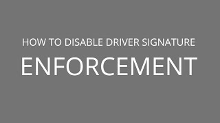 How to disable Driver Signature Enforcement [upl. by Yatzeck]