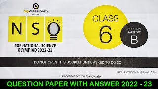 Class 6 NSO 2022  23 Level 1 Set B Question Paper With Answer SOF Science Olympiad 2022 Class VI [upl. by Rosenquist853]