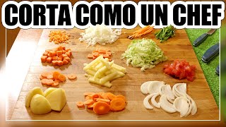 🔪 Tipos de CORTES BÁSICOS en COCINA  Cómo usar los CUCHILLOS y cortes de VERDURAS 🥕 [upl. by Mixie]