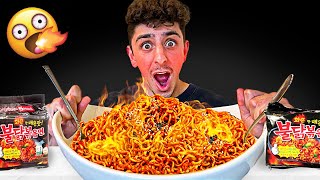 Eating the Worlds SPICIEST Noodles  Korean Noodle Challenge [upl. by Aeneas972]