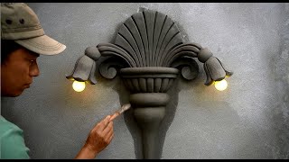 Make a unique wall lamp with cement [upl. by Katlin]