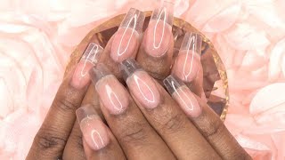 Acrylic Nails Tutorial  Clear Acrylic Nails using Nail Tips  How to  For Beginners [upl. by Andromede]