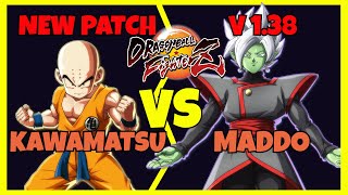 DBFZ NEW PATCH 138  KAWAMATSU vs MADDO Gogeta 4 Vegito Krillin vs Super Baby 2 Vegito Zamasu [upl. by Nerissa]