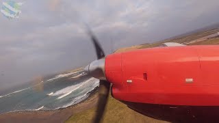 Loganair Saab 340 Evening Crosswind Takeoff at Sumburgh  Shetland [upl. by Hairahs]