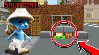 SMURF CAT INVADIU A VILA E CAIU EM UMA ARMADILHA NO MINECRAFT [upl. by Haletta373]