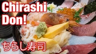 Chirashi Don ちらし寿司 Sashimi Rice Bowl in Tokyo at Uoriki Kaisen Sushi Restaurant [upl. by Ardna]