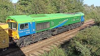 GBRf Class 66 66796 quotThe Green Progressorquot ballast train passing Oulton Broad North Railway Junction [upl. by Garcon]