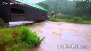 Caught on tape Irenes flooding takes out bridge [upl. by Maretz]