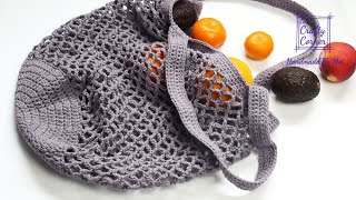 How To Crochet Quick And Easy Market Bag  Round Based Net Bag Crochet Tutorial [upl. by Hooge]