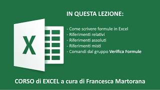 EXCEL tutorial 6 Formule e Riferimenti relativi  assoluti  misti [upl. by Truman]