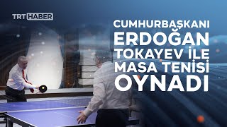 Erdoğan ve Tokayev masa tenisi oynadı [upl. by Georas163]