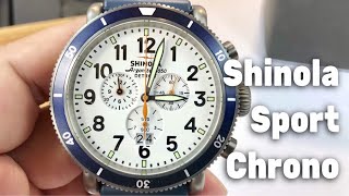 Shinola 48mm Runwell Sport Chrono white dial amp How to adjust the stopwatch hands [upl. by Kassaraba]