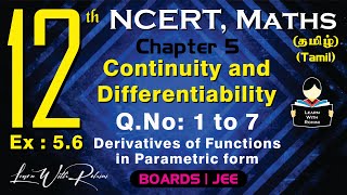 Continuity and Differentiability  QNo 1 to 7  Ex 56  Ch 5  Class 12  NCERT  Maths  Tamil [upl. by Noonberg15]